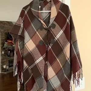 Multi colored poncho sweater